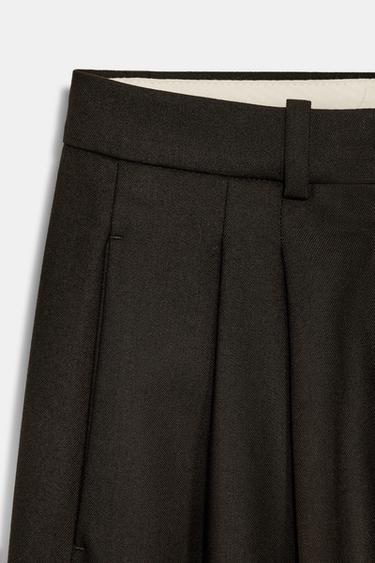 PANTALON À PINCES À JAMBES LARGES ZW COLLECTION - Marron de Zara - Image 8