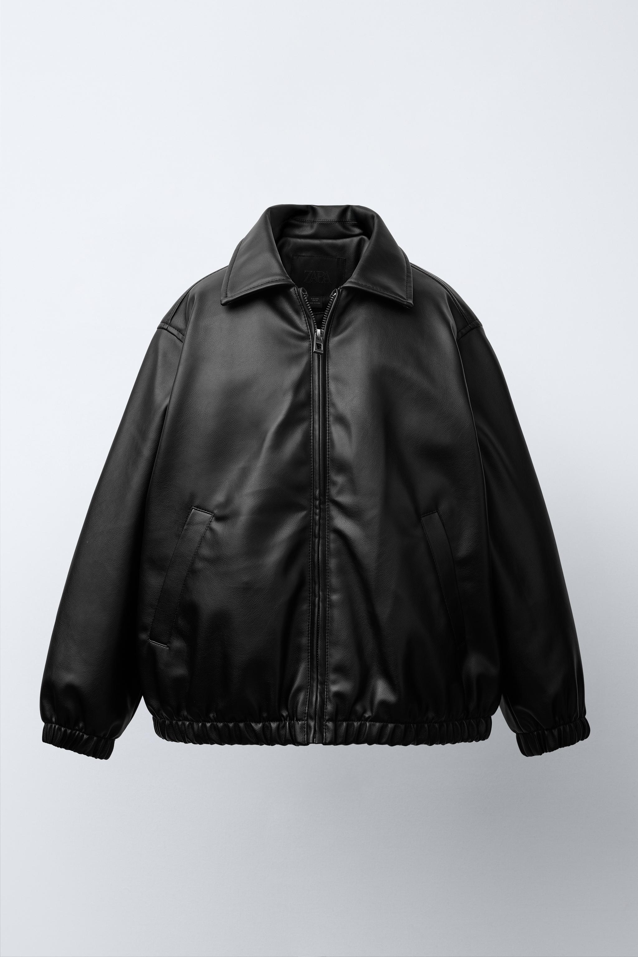 LEATHER-EFFECT BOMBER JACKET - Main Image