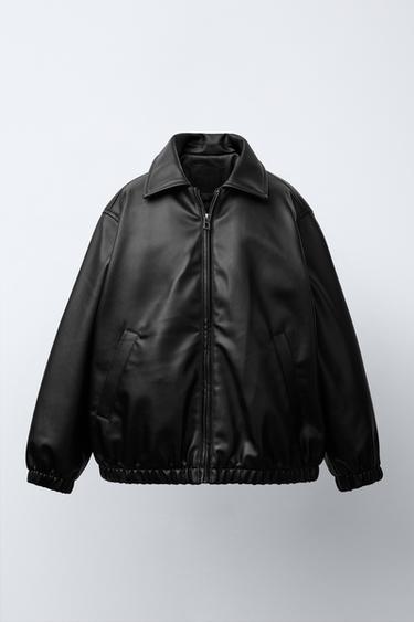 LEATHER-EFFECT BOMBER JACKET - Black by Zara - Image 0