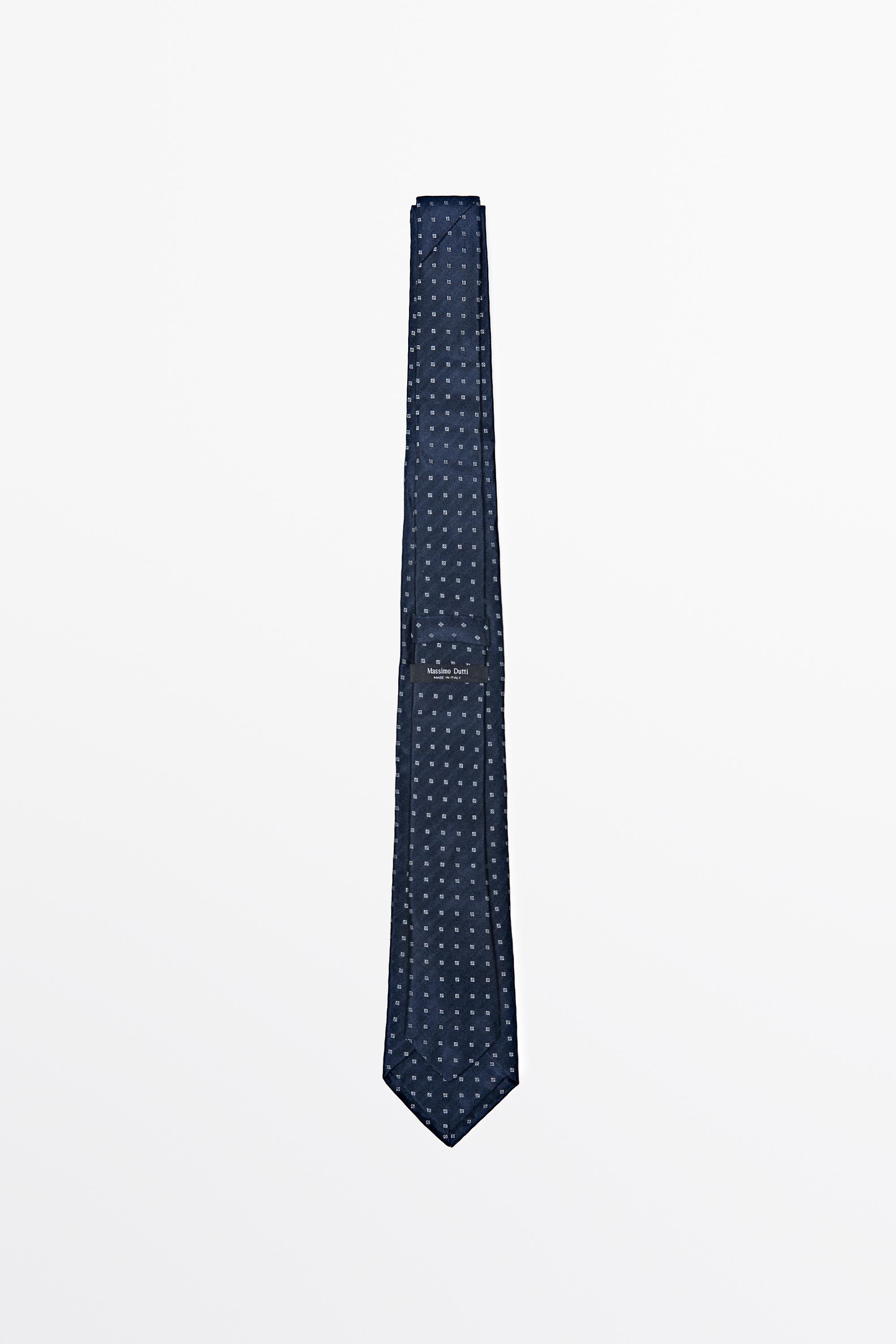 100% silk geometric print tie