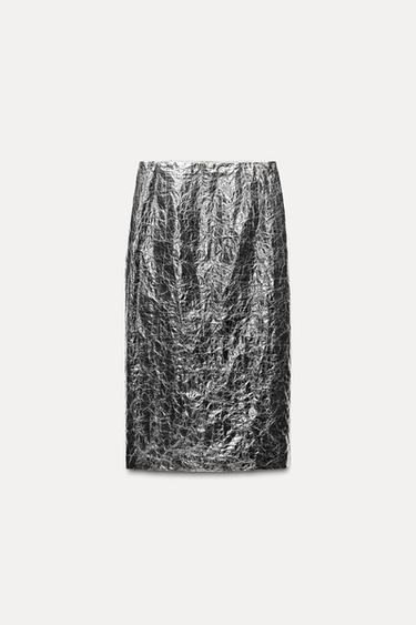 METALICK POUDROV SUKN ZW COLLECTION - Stbrn od Zara