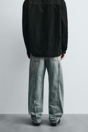 JEAN BAGGY FIT À COUTURES - Bleu / Vert de Zara - Image 2
