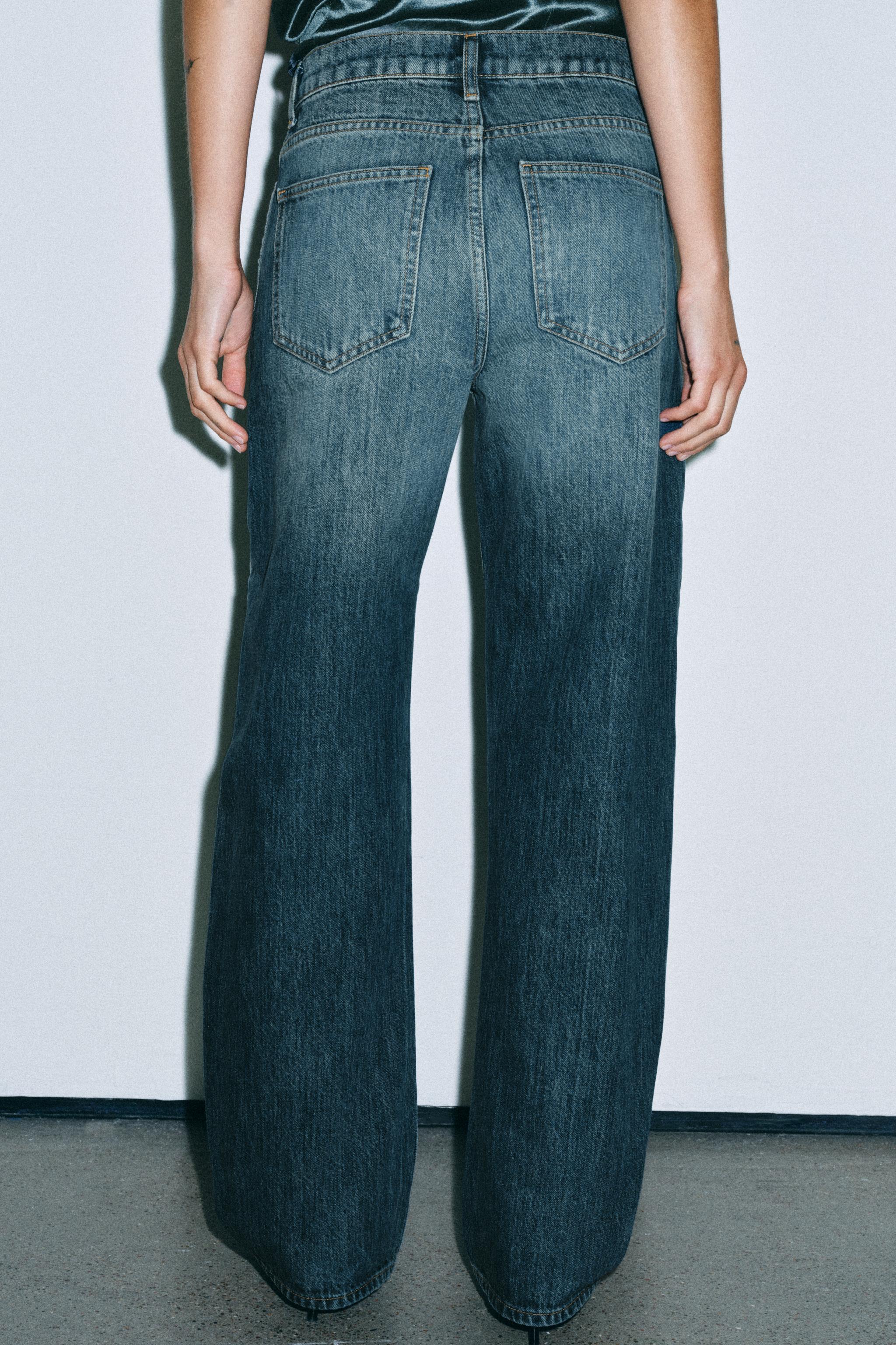 Zara ZW COLLECTION CURVED ORTA BEL PATCHWORK JEAN görsel 4