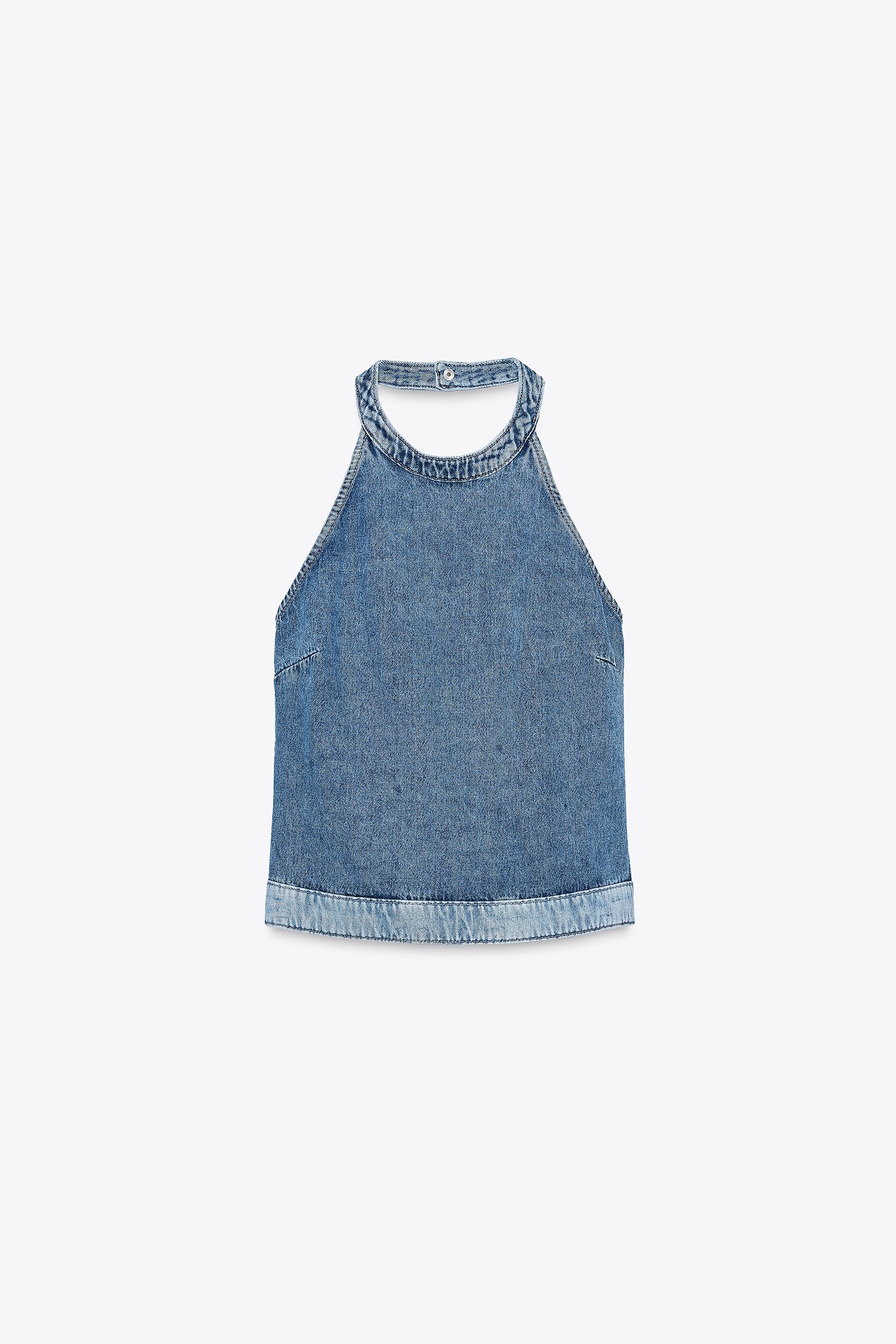 TOP Z1975 HALTER DENIM COMBINÉ