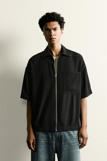 TEXTURED RELAXED FIT SHIRT - Black by Zara