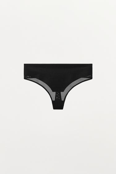 HIGH-WAIST WIDE WAISTBAND THONG - Black by Zara