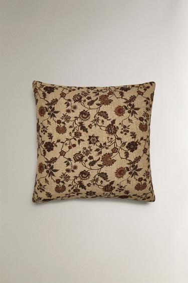 CAPA ALMOFADA ESTAMPADO FLORES - Bege-claro da Zara - Imagem 0