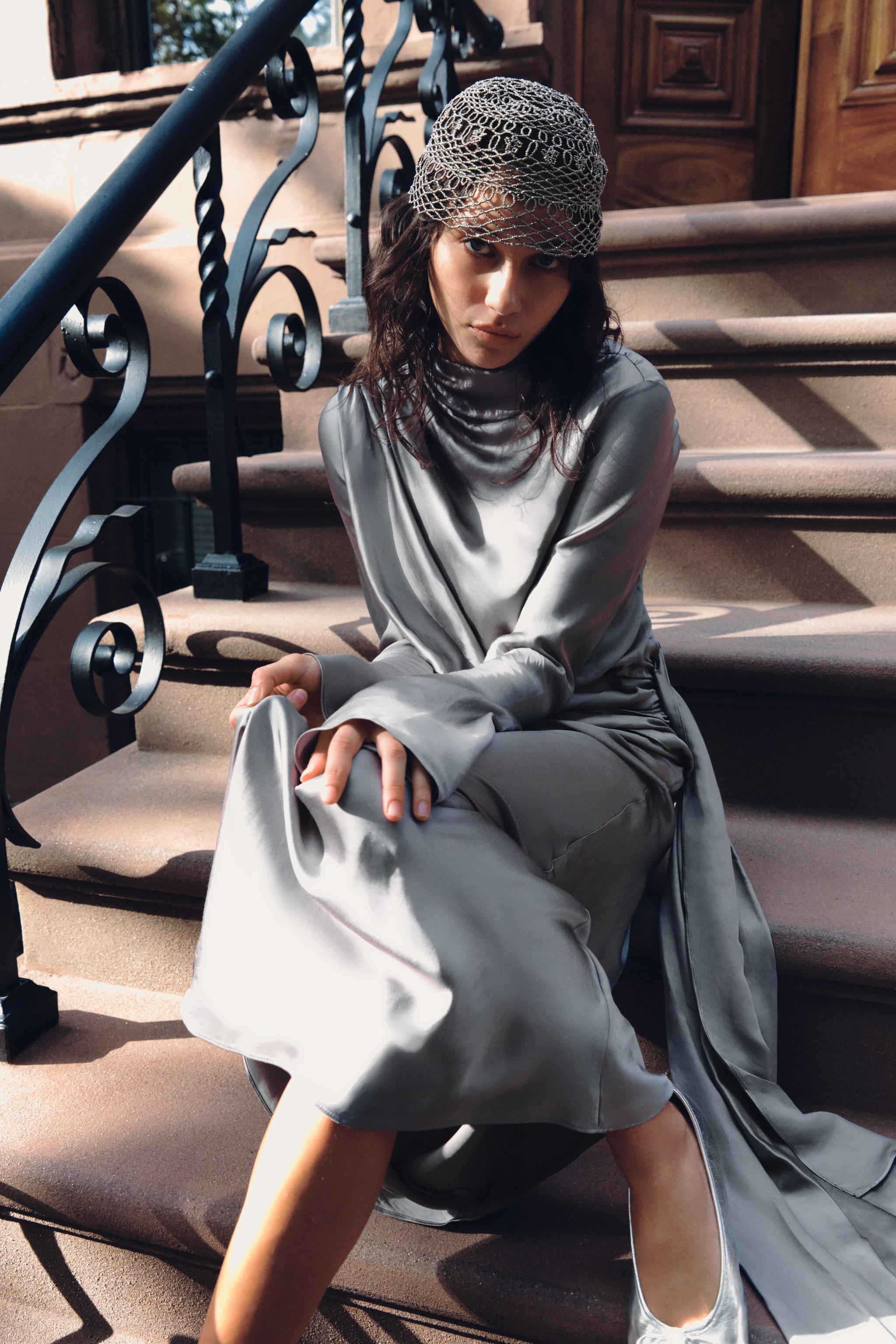 100% VISCOSE DRAPED MAXI DRESS