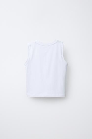 T-SHIRT UNI SANS MANCHES - Blanc de Zara - Image 1