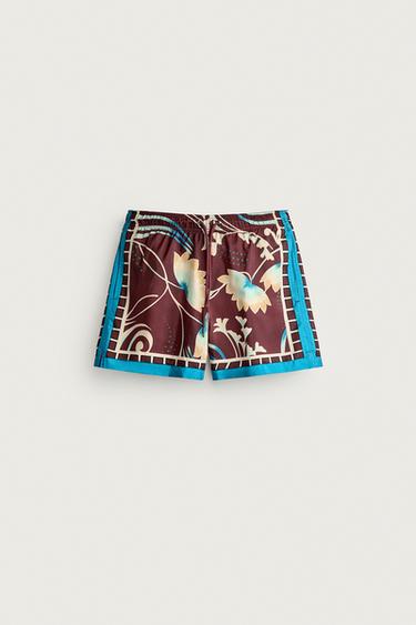 Zara LIMITED EDITION MIXED PRINT FLOWY SHORTS - Printed