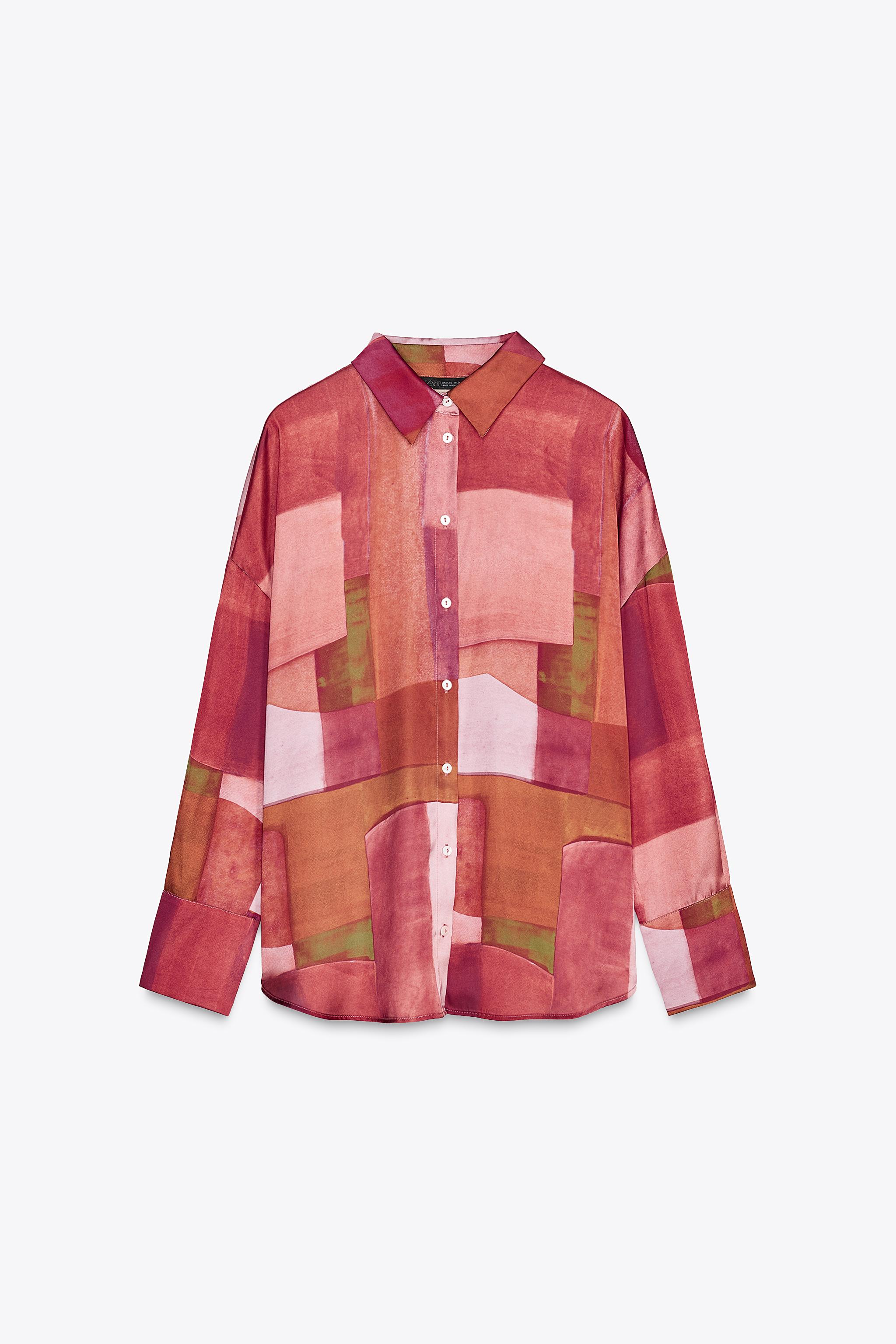 Camisa De Efecto Satinado Con Estampado Tie-Dye ZARA Para Mujer
