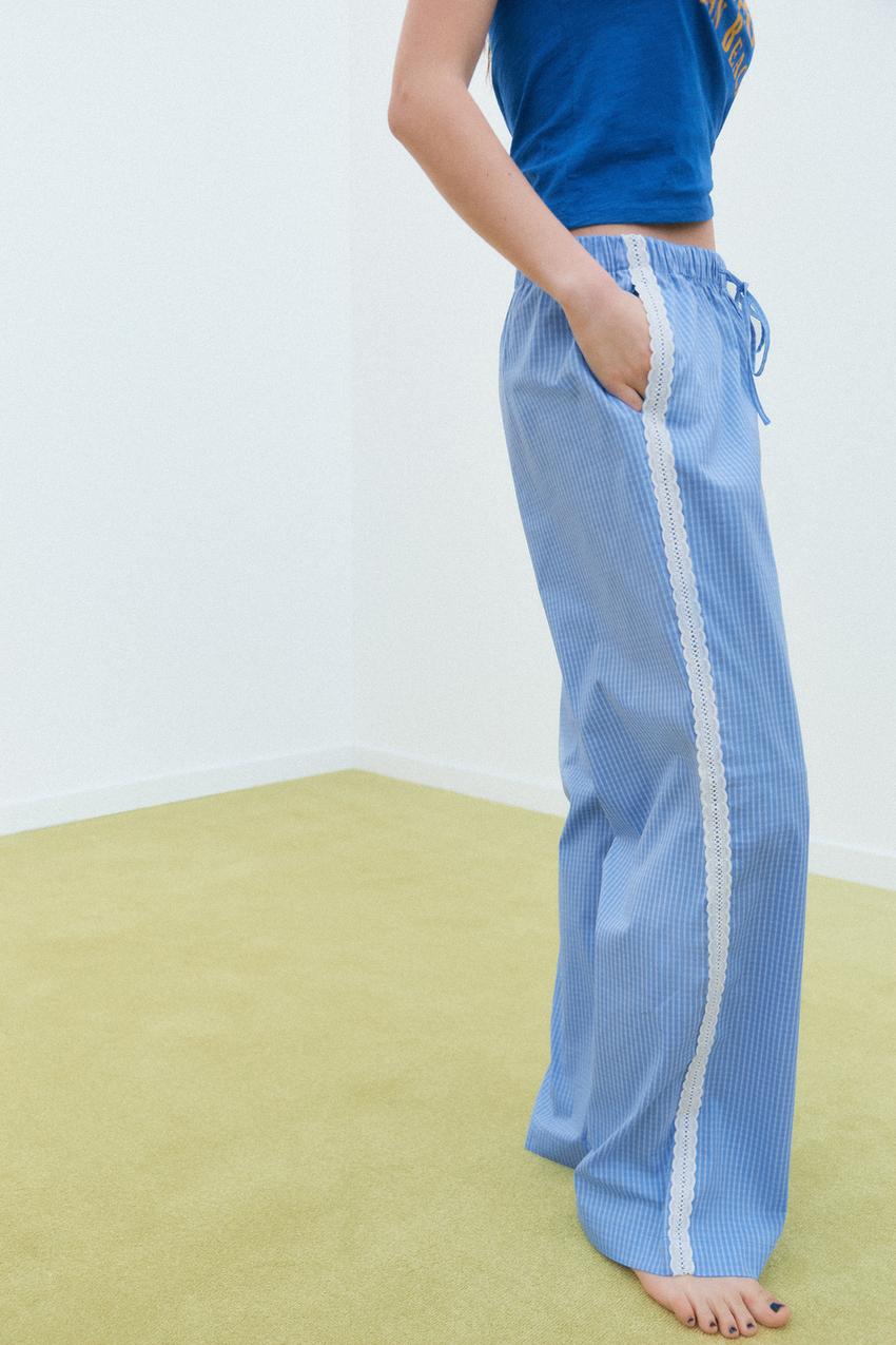 LACE PLAID PAJAMA PANTS