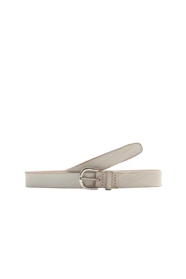 CEINTURE EN CUIR EFFET DÉLAVÉ - Blanc cassé de Zara