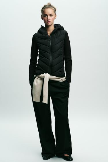 Zara COMBINATION PUFFER JACKET - Black