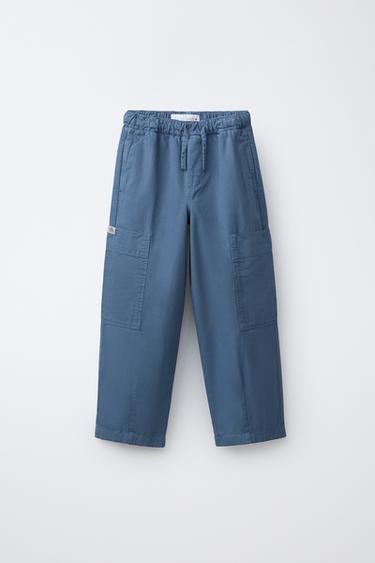 CANVAS TROUSERS WITH POCKETS - Light blue by Zara
