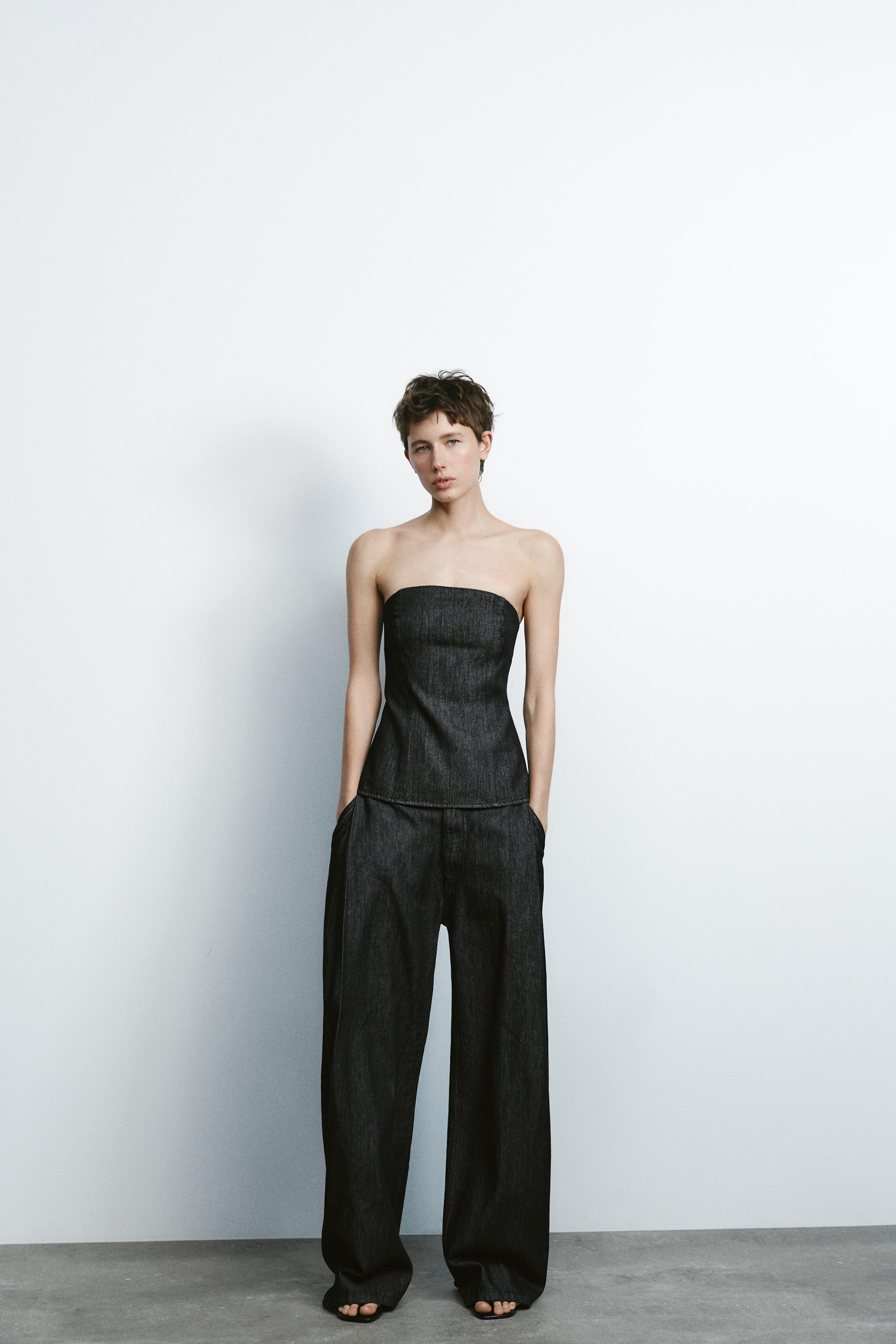 タグ付き新品未使用】ZARA ストラップレス デニムトップス