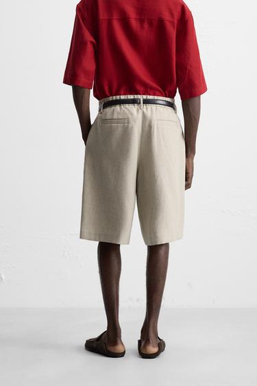 PLEATED WIDE-LEG BERMUDA SHORTS - Light beige by Zara - Image 2