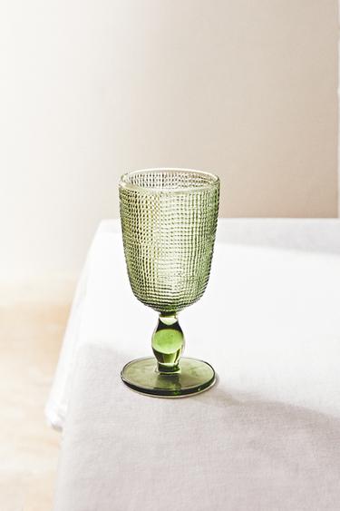 VERRE À VIN RECYCLABLE RELIEF - Vert de Zara - Image 5