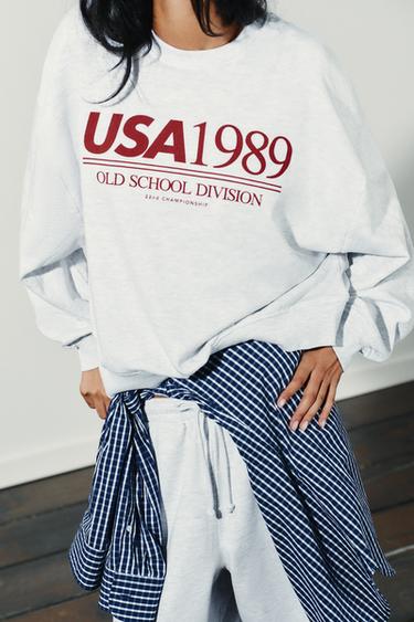 SLOGAN SWEATSHIRT - Grey marl by Zara - Image 1