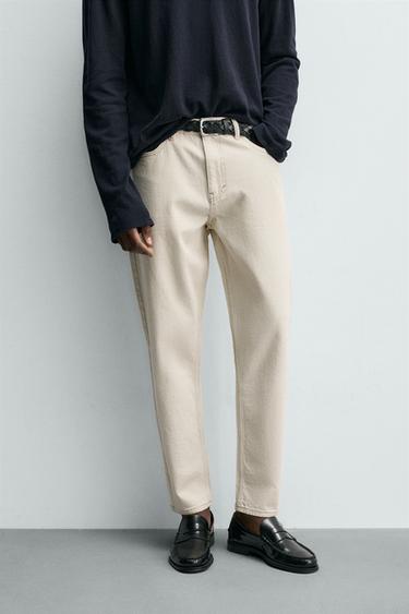 SLIM TAPERED FIT JEANS - Ecru by Zara