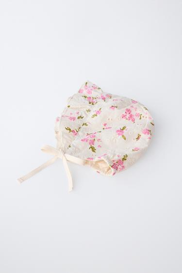 BONNET BRODERIE SUISSE FLEURS - Écru de Zara - Image 1
