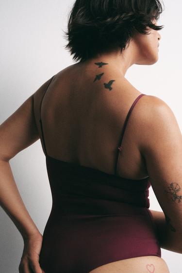 STRAPPY POLYAMIDE BODYSUIT - Wine by Zara - Image 2