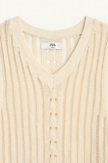 OPEN-KNIT TANK TOP - Light beige by Zara - Image 6