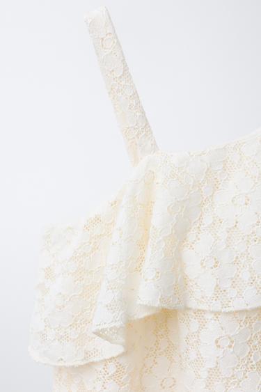 ASYMMETRIC LACE RUFFLE TOP - Ecru by Zara - Image 2