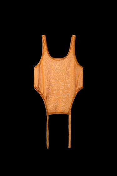 TRÄGEROBERTEIL MIT RAFFUNG - Orange von Zara