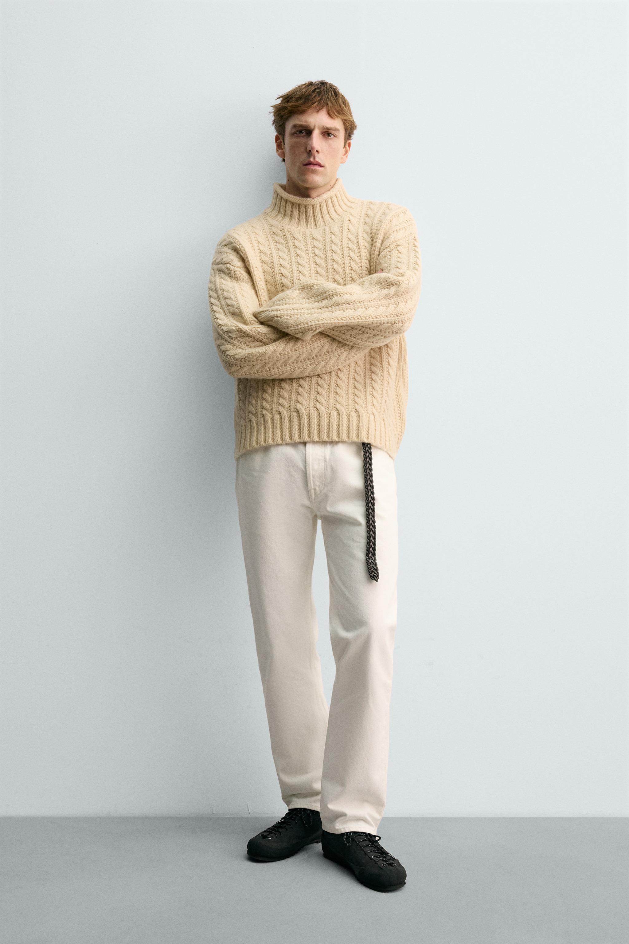 AARON LEVINE X ZARA CABLE KNIT WOOL JUMPER - Ecru | ZARA India