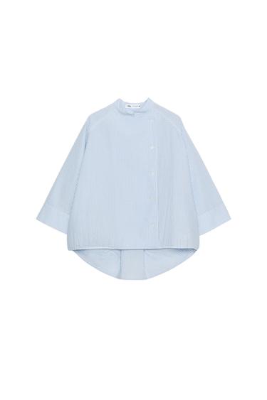 ASYMMETRIC STRIPED SHIRT ZW COLLECTION - Blue/White by Zara