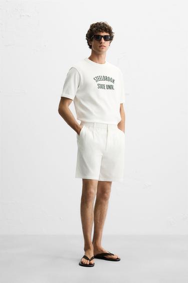 RIBBED SLOGAN T-SHIRT - Oyster-white by Zara - Image 3
