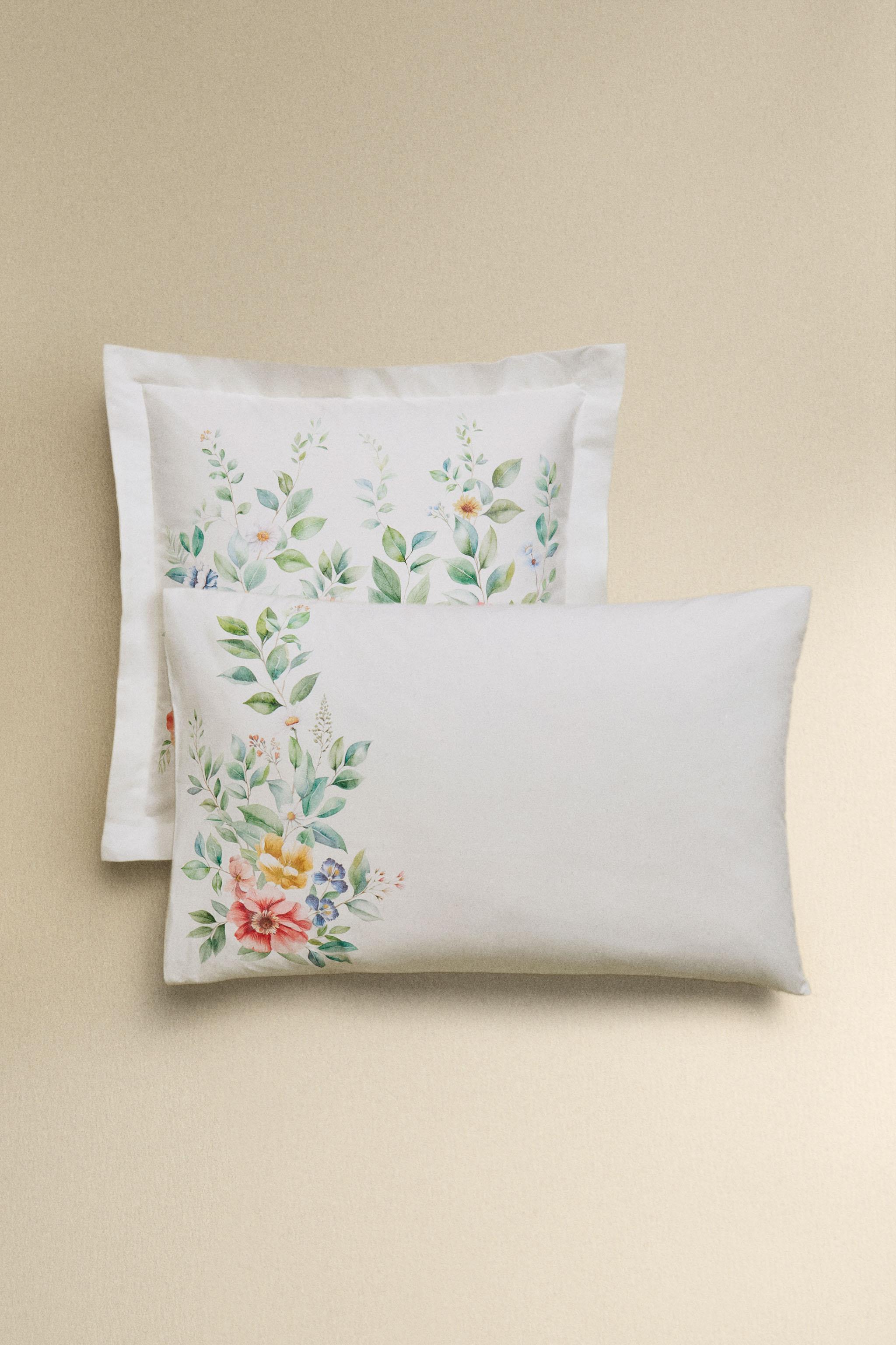 FLORAL PRINT COTTON PILLOWCASE