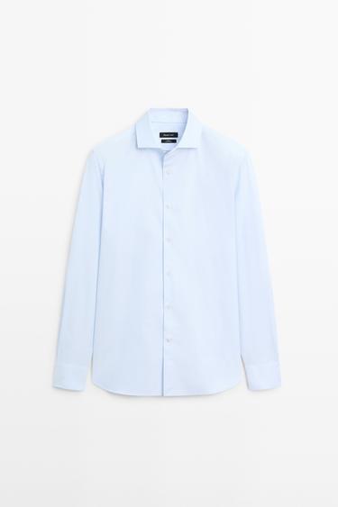 Slim fit 100% cotton shirt — Green stripe 1