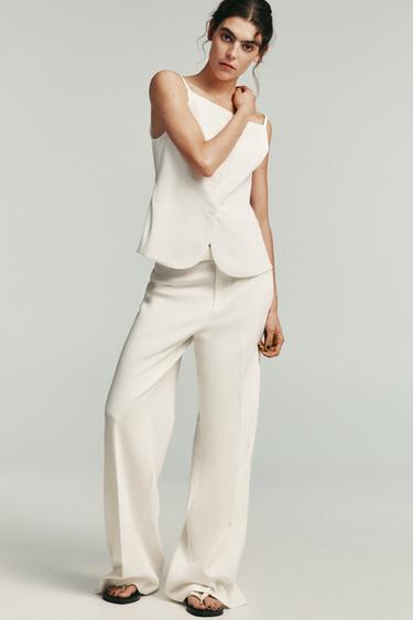 FLOWING PLEATED TROUSERS - White by Zara