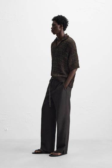 POLO EN MAILLE RUBAN CONTRASTÉ - Marron de Zara - Image 4