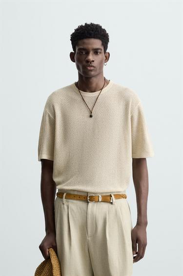 TEXTURED KNIT T-SHIRT - Ecru by Zara