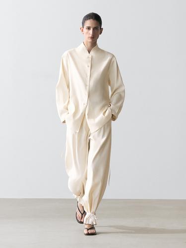 Pantalon fluide barrel fit - Écru de Zara