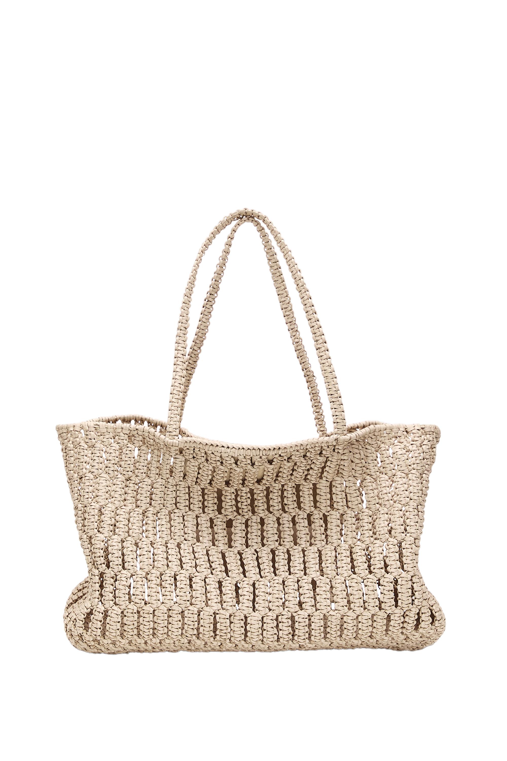 Braided nappa leather shopper bag — White