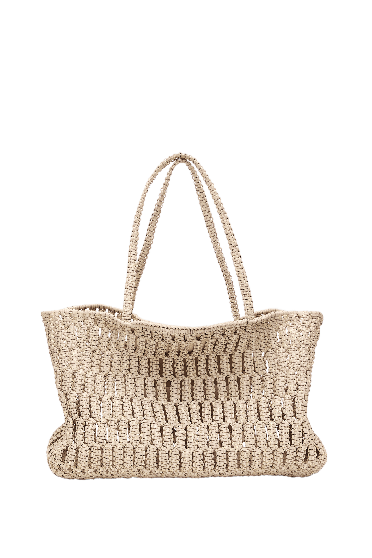 Braided nappa leather shopper bag — White