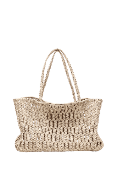 Braided nappa leather shopper bag — White 1