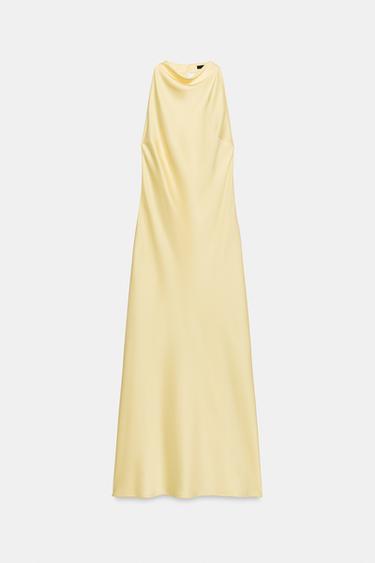 DRAPED HALTER MIDI DRESS WITH OPEN BACK - Yellow by Zara - Image 4