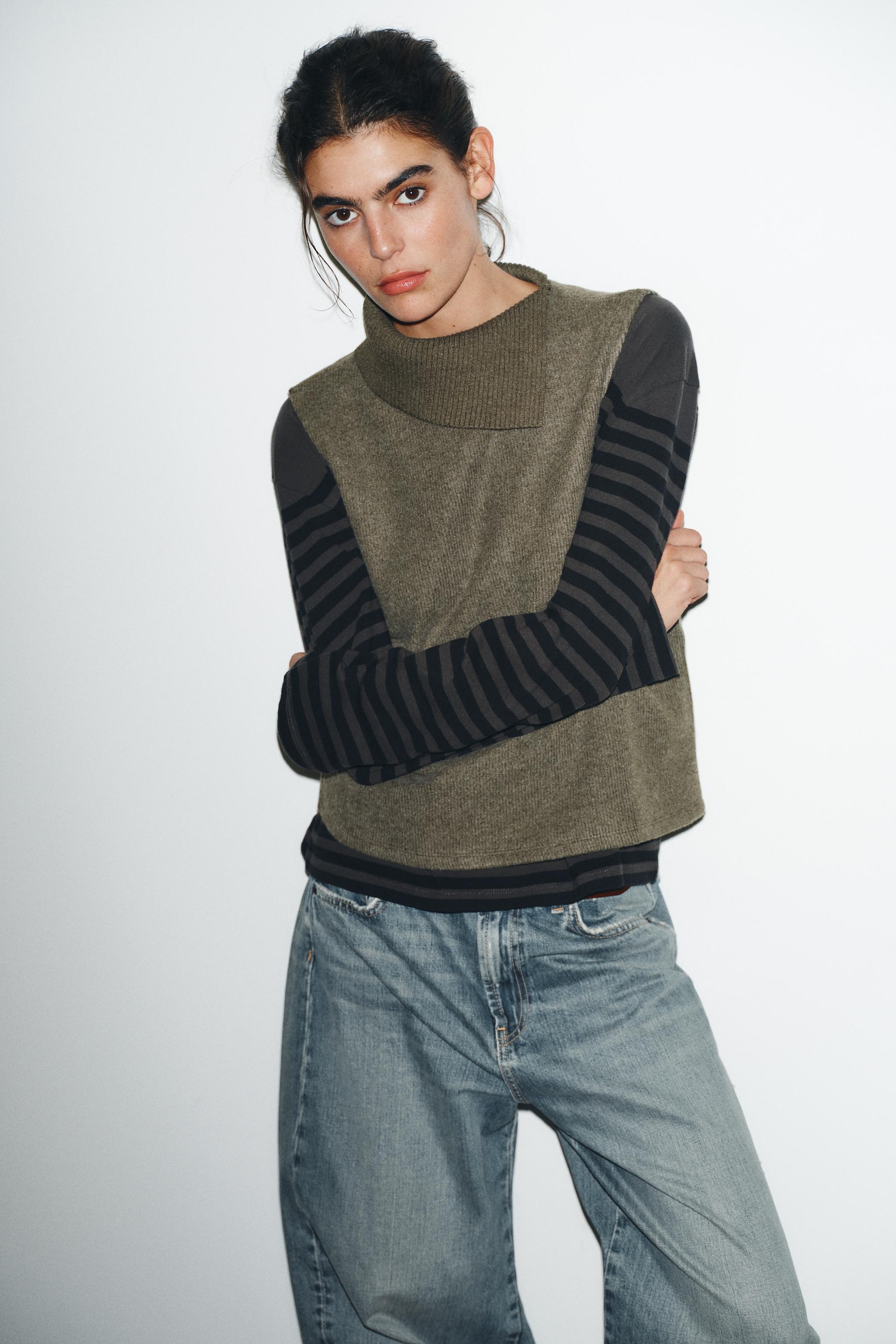 ★2点セット★ZARAソフトVネックスウェットシャツ　ノースリーブトップスS レディース ノースリーブ トップス | ZARA 日本