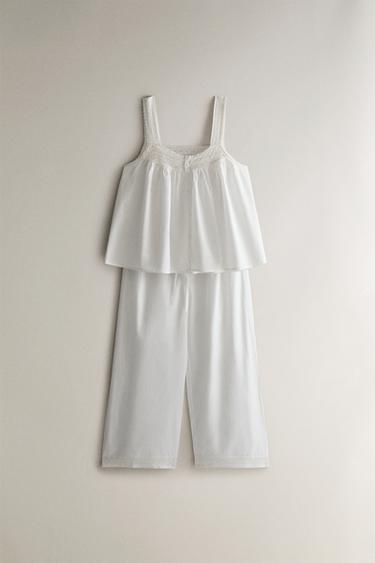 TOP BRETELLES COTON DENTELLE - Blanc de Zara - Image 3