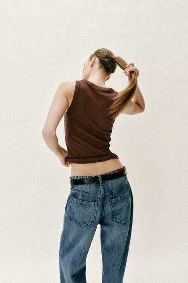 TOP CÔTELÉ SANS MANCHES - rouille-foncé de Zara - Image 3