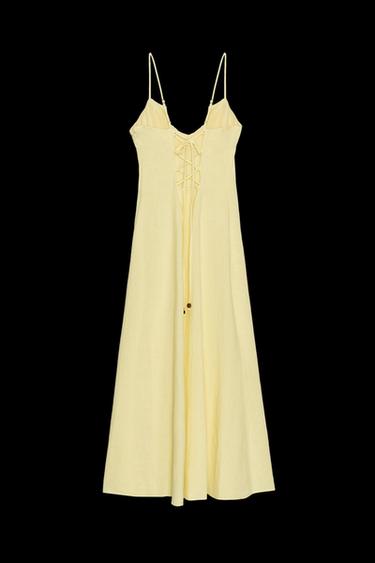VESTIDO MIDI CON RAMIO VOLANTE - Amarillo de Zara