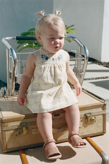 CHECK AND EMBROIDERED DRESS AND BRIEFS - Butter by Zara