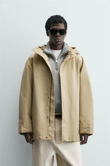 HOODED TECHNICAL TRENCH COAT - Beige by Zara