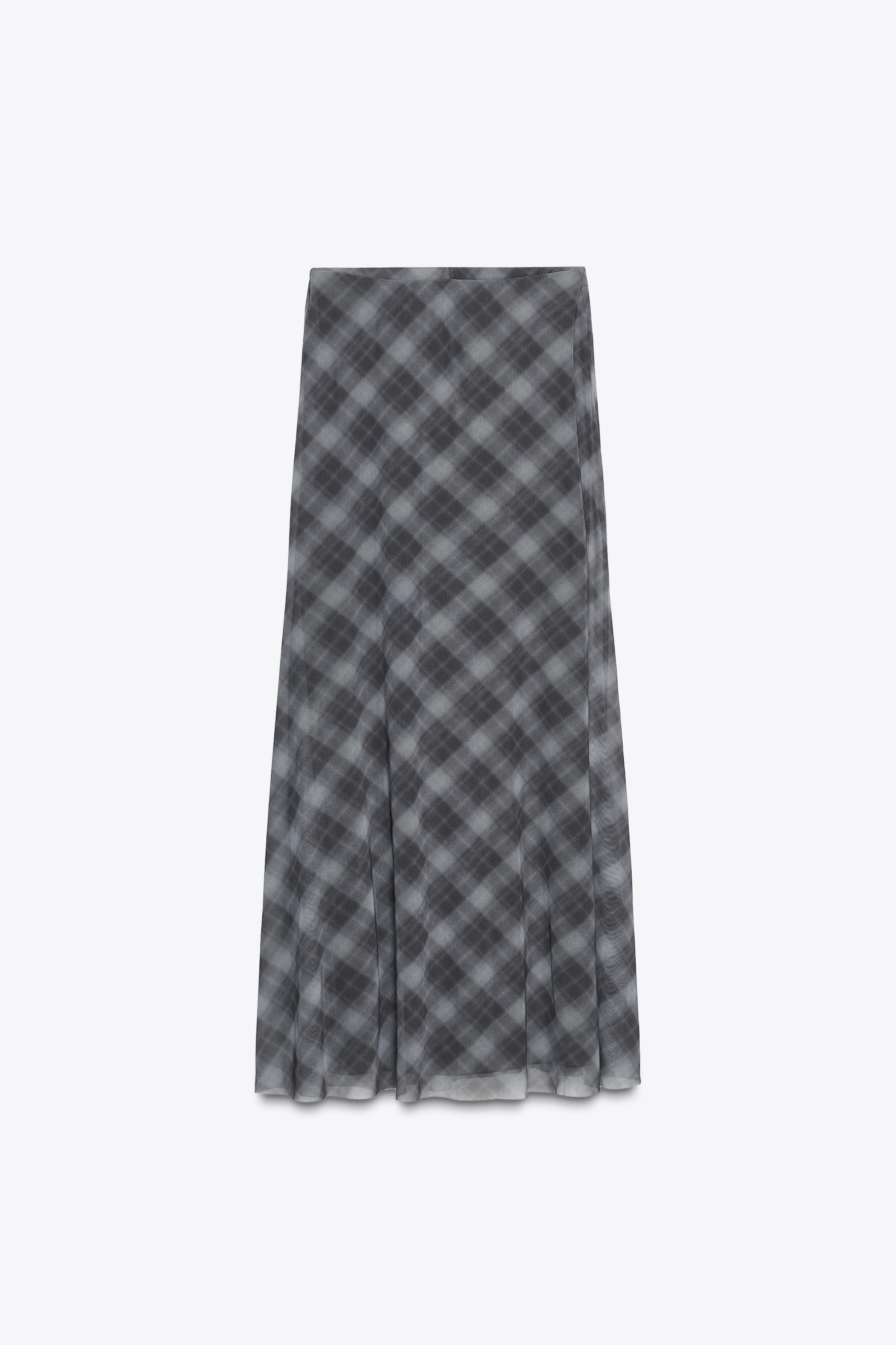 チェック柄チュールスカート - グレー | ZARA Japan / 日本