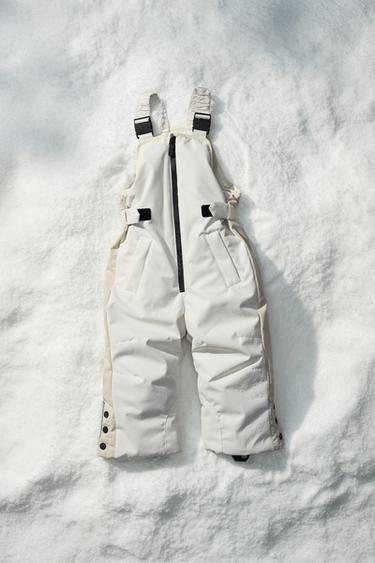 LONG WATER-RESISTANT AND WINDPROOF COLOUR BLOCK DUNGAREES - Ecru by Zara